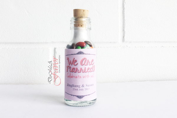 We are Married in Pink Potion Bottles